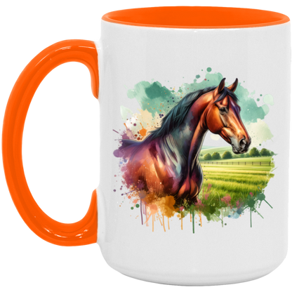 Bay Horse with Field - Mugs