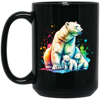 Polar Bear Mom with Cubs Mugs