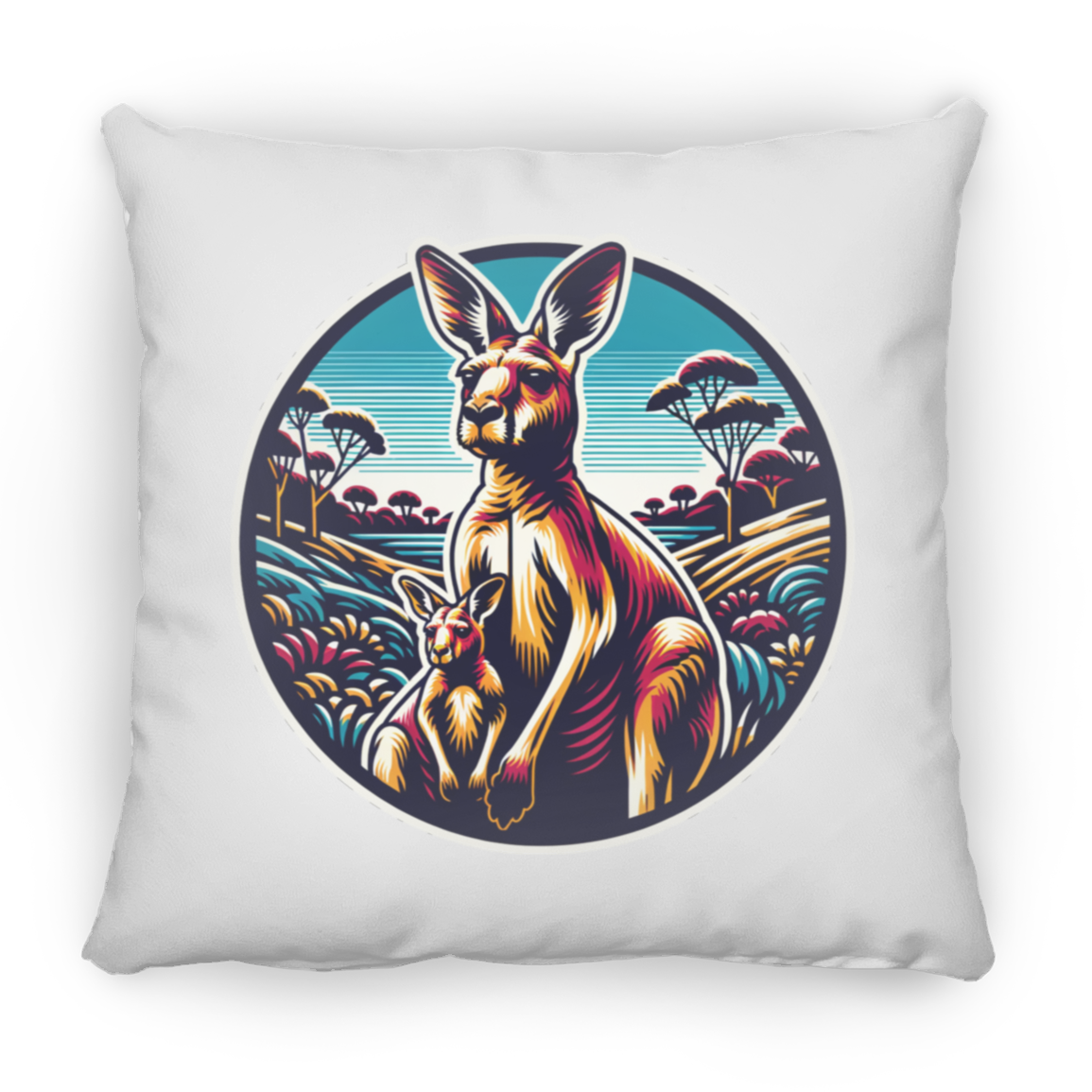 Kangaroo and Joey Graphic - Pillows