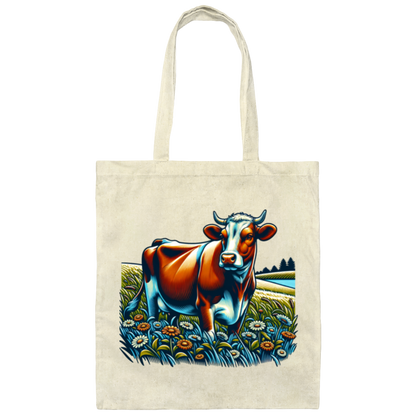 Guernsey with Daisies - Canvas Tote Bag