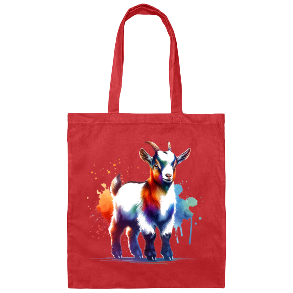 Standing Goat Watercolor Canvas Tote Bag
