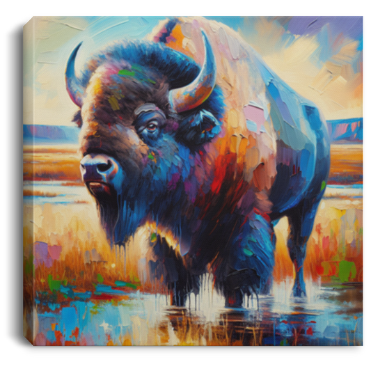 Lone Bison After Rain - Canvas Art Prints