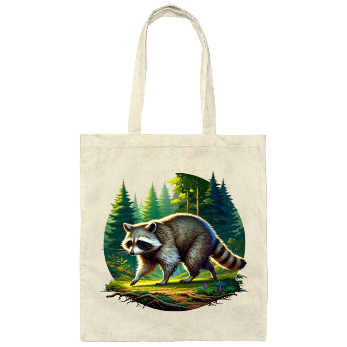 Walking Raccoon Canvas Tote Bag