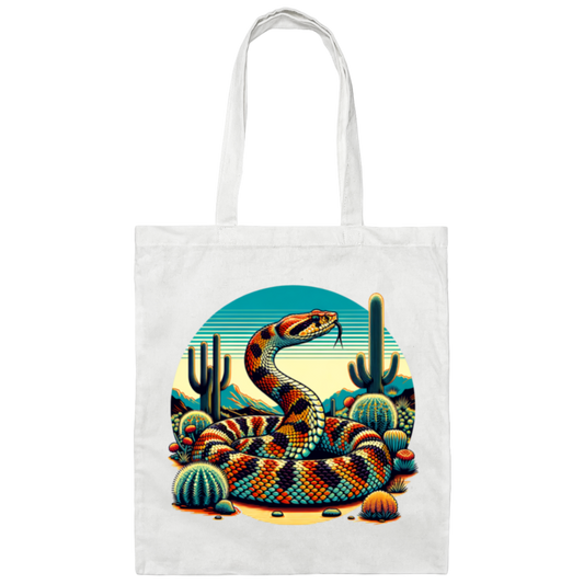 Rattlesnake and Cactus Graphic - Canvas Tote Bag