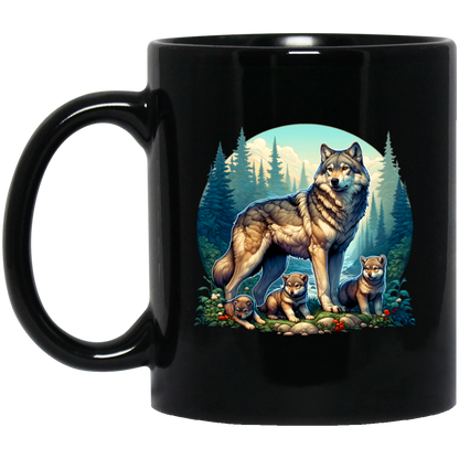 Wolf with 3 Pups Mugs