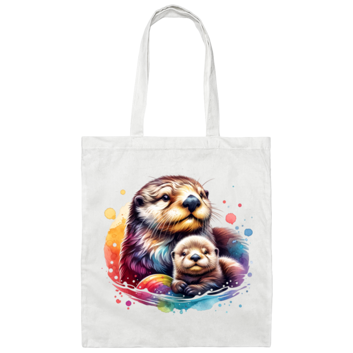 Sea Otter with Baby Canvas Tote Bag