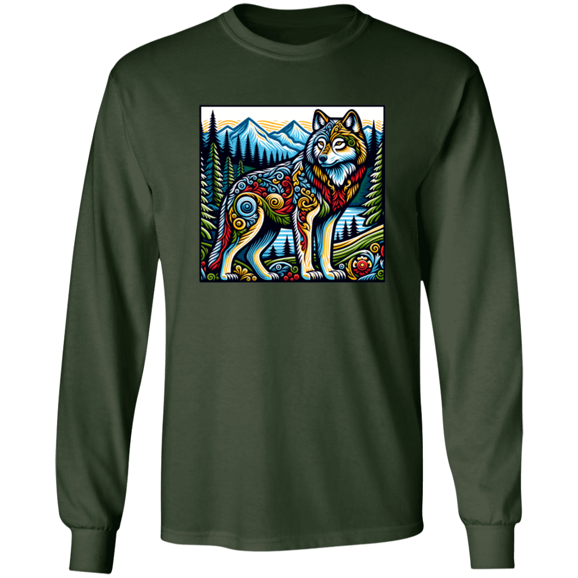 Folk Art Wolf - T-shirts, Hoodies and Sweatshirts