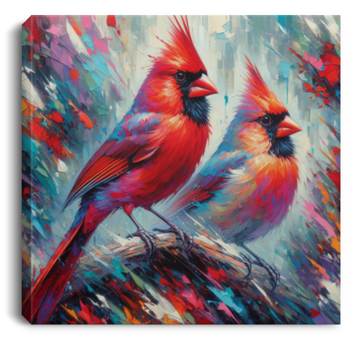 Early Winter Cardinal Pair - Canvas Art Prints