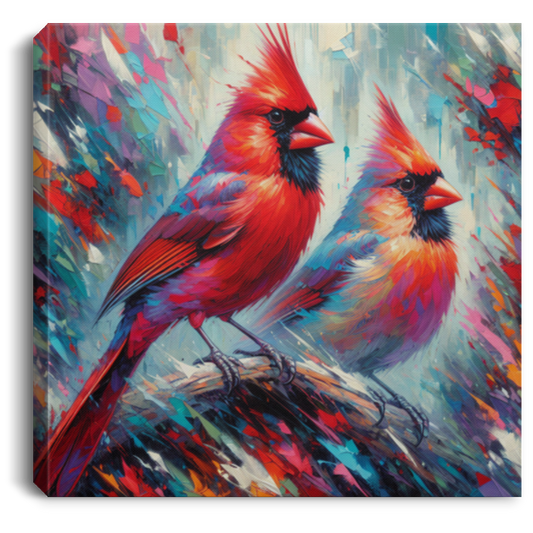 Early Winter Cardinal Pair - Canvas Art Prints