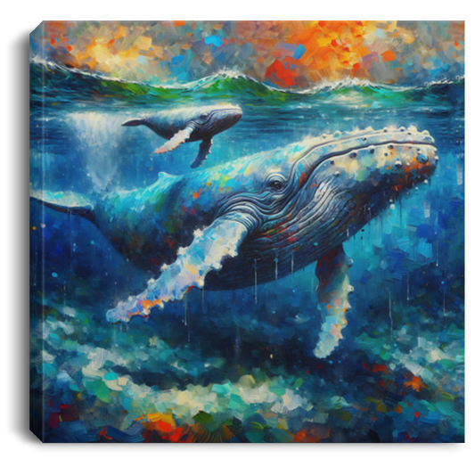 Humpback Whale and Calf - Canvas Art Prints