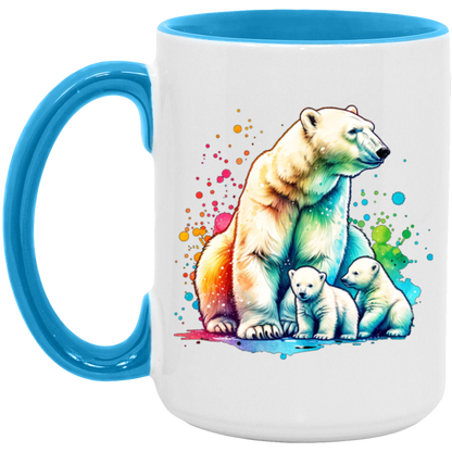 Polar Bear Mom with Cubs Mugs