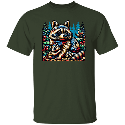 Woodcut Raccoon and Kits - T-shirts, Hoodies and Sweatshirts