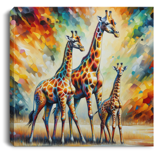 Giraffe Family on Savannah Canvas Art Prints