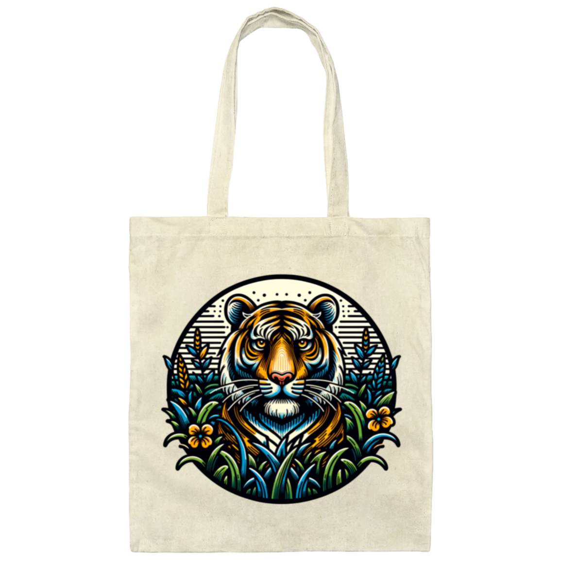 Tiger Graphic Circle Canvas Tote Bag