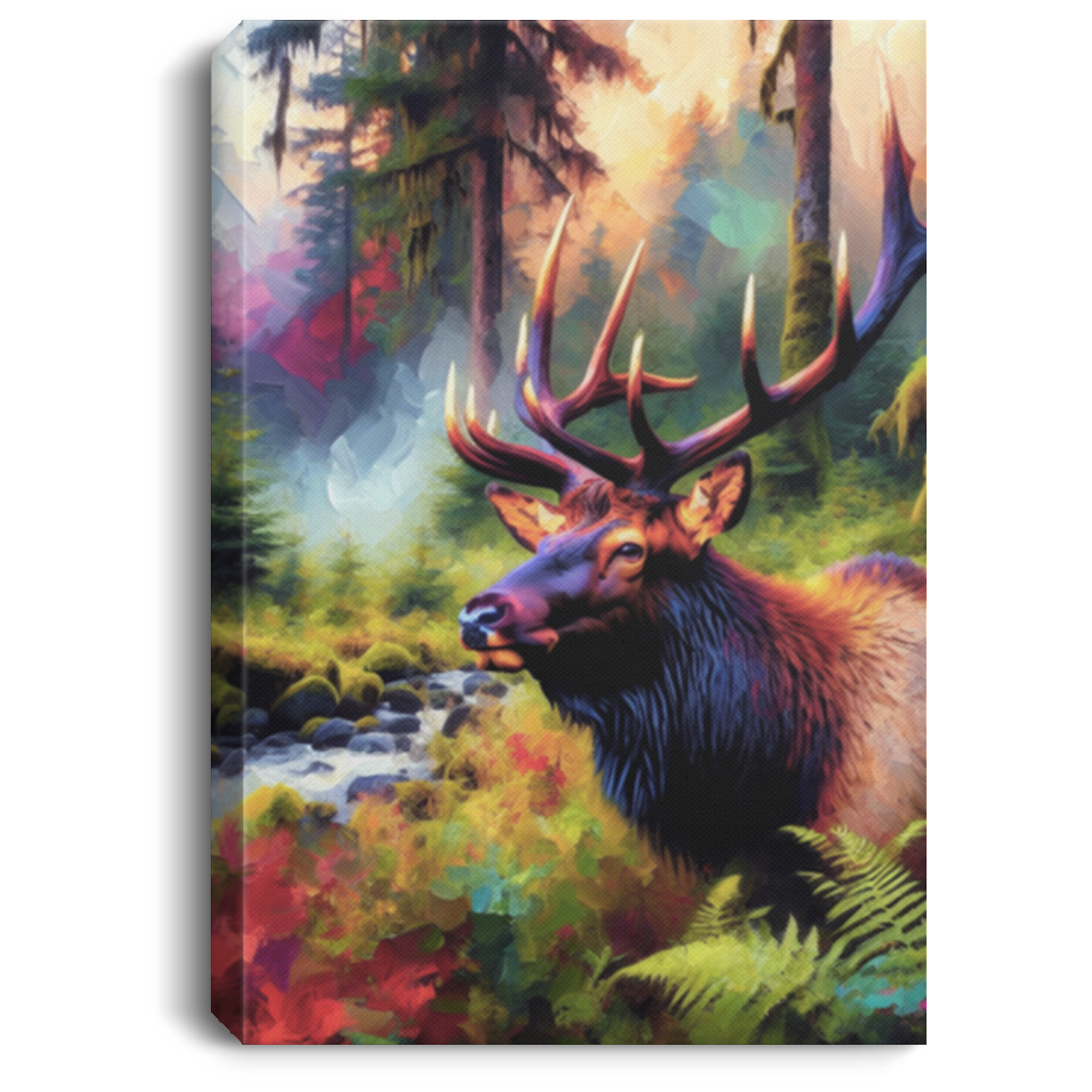 Roosevelt Elk in Hoh Rainforest - Canvas Art Prints