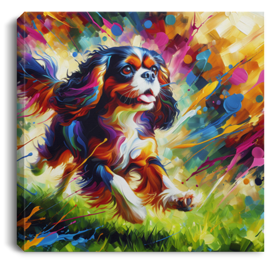 Cavalier King Charles Spaniel Frolicking - Canvas Art Prints