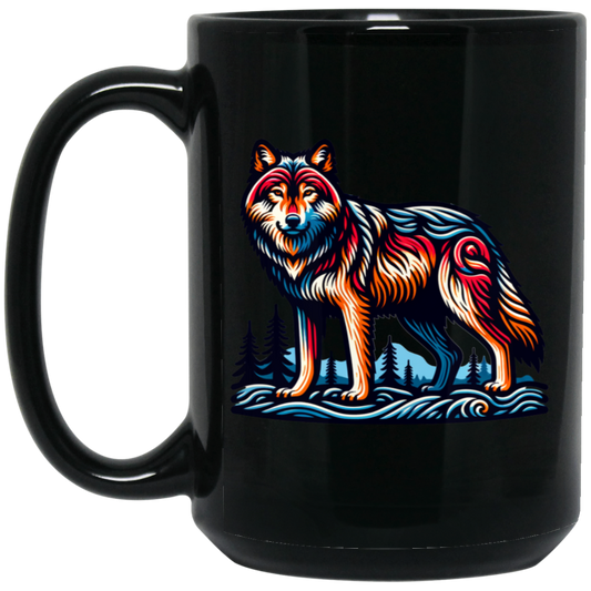 Wolf Block Print Mugs