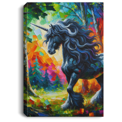 Elegant Black Stallion Unicorn - Canvas Art Prints