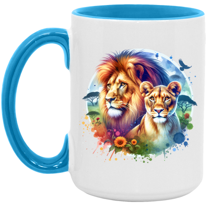 Lion and Lioness Watercolor - Mugs