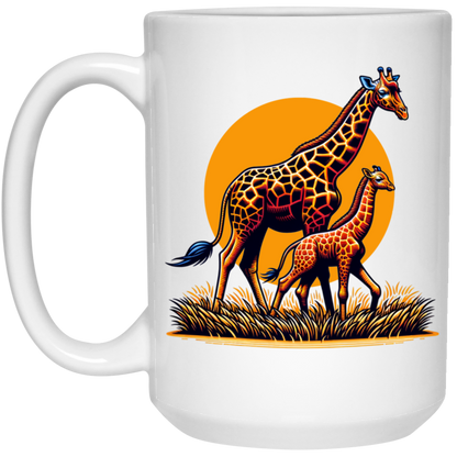 Giraffes with Sun Graphic - Mugs