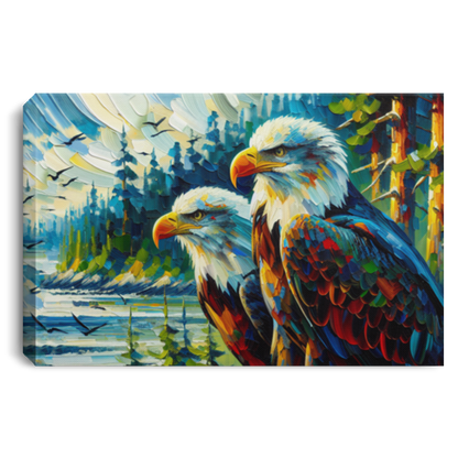 Eagle Pair Near Shore - Canvas Art Prints