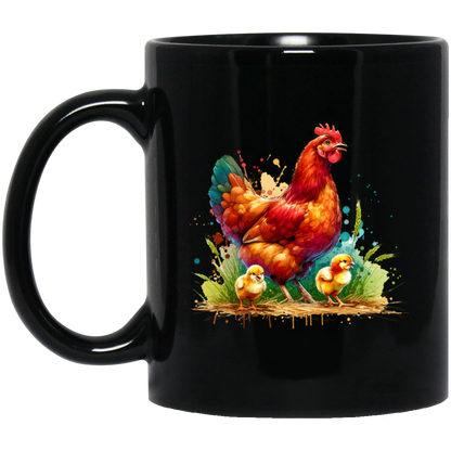 Rhode Island Red Hen with Chicks - Mugs