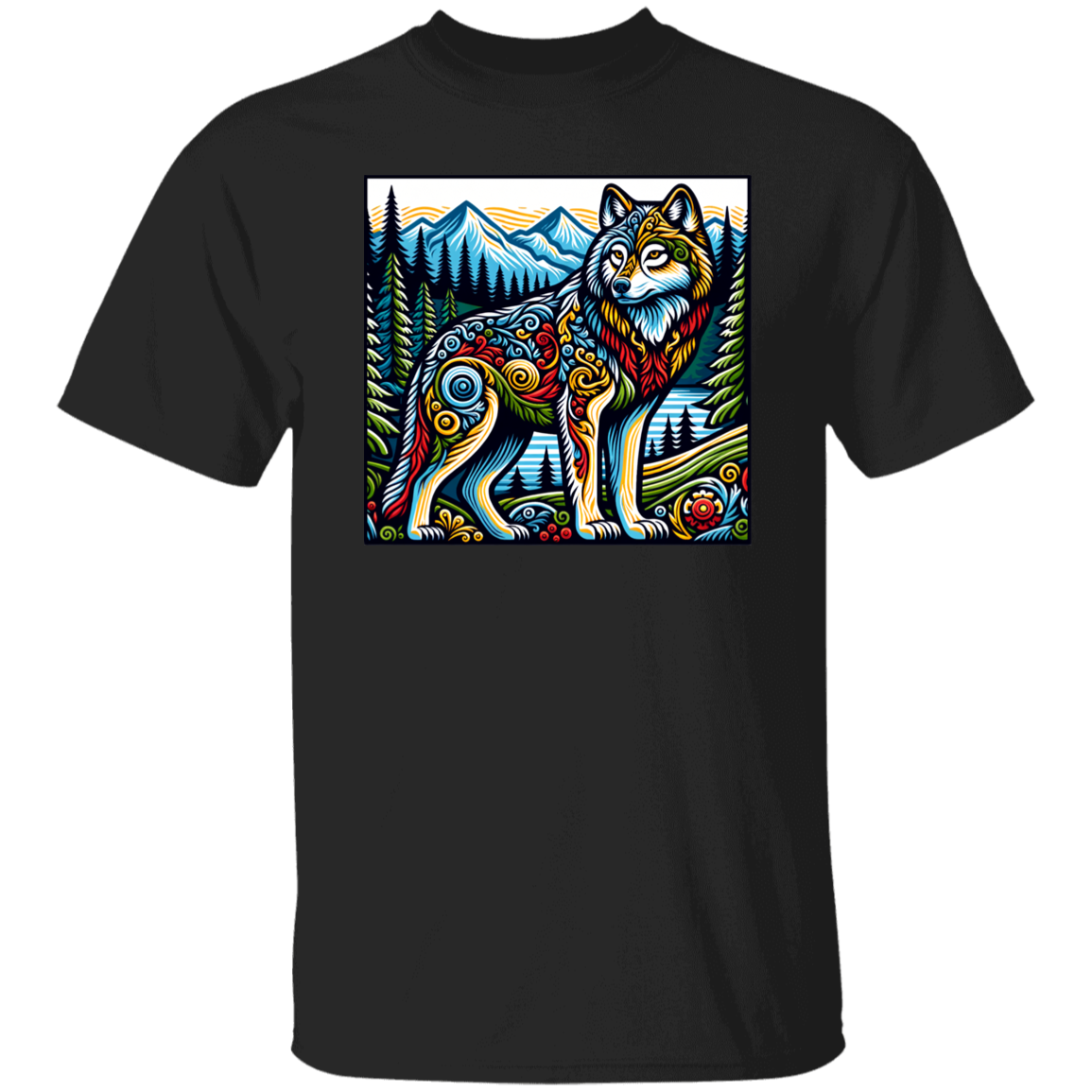 Folk Art Wolf - T-shirts, Hoodies and Sweatshirts