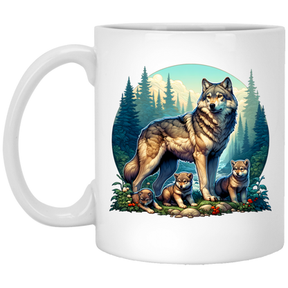 Wolf with 3 Pups Mugs