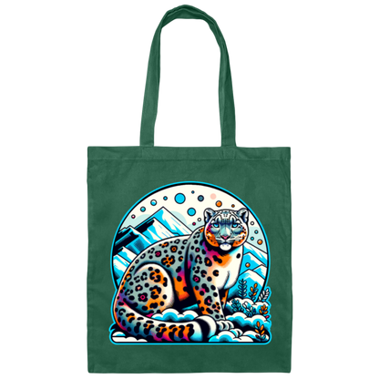 Snow Leopard Graphic Canvas Tote Bag