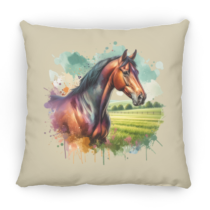 Bay Horse with Field - Throw Pillows