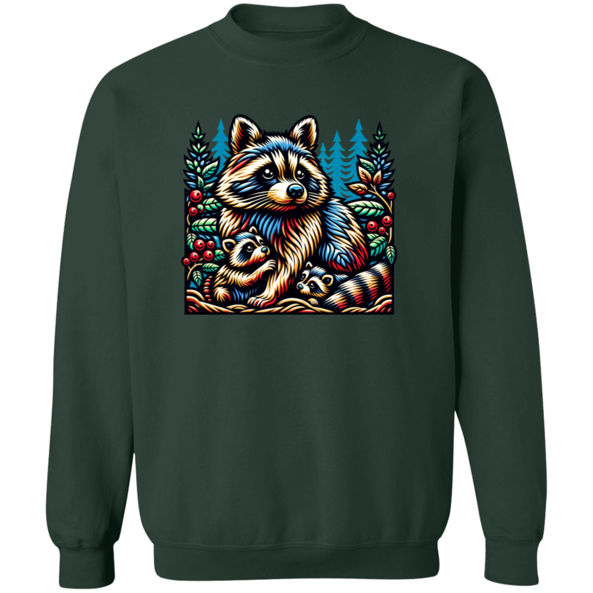 Woodcut Raccoon and Kits - T-shirts, Hoodies and Sweatshirts