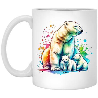 Polar Bear Mom with Cubs Mugs