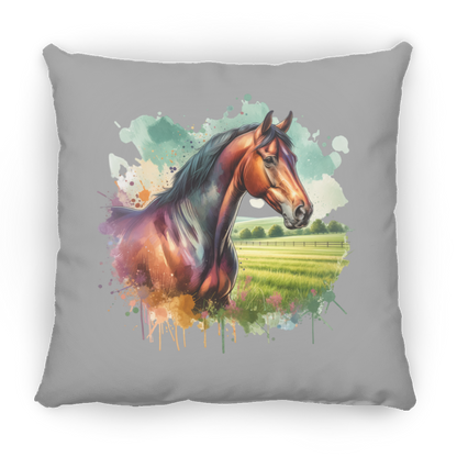 Bay Horse with Field - Throw Pillows