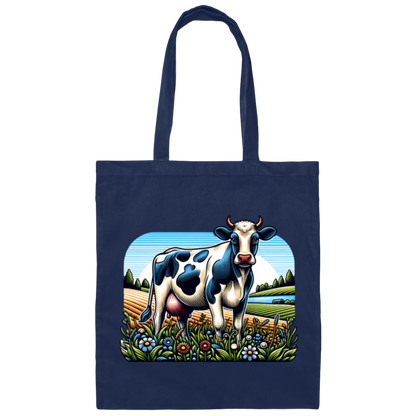 Holstein with Flowers Canvas - Tote Bag