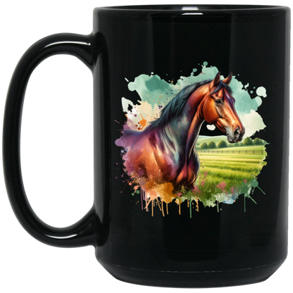 Bay Horse with Field - Mugs