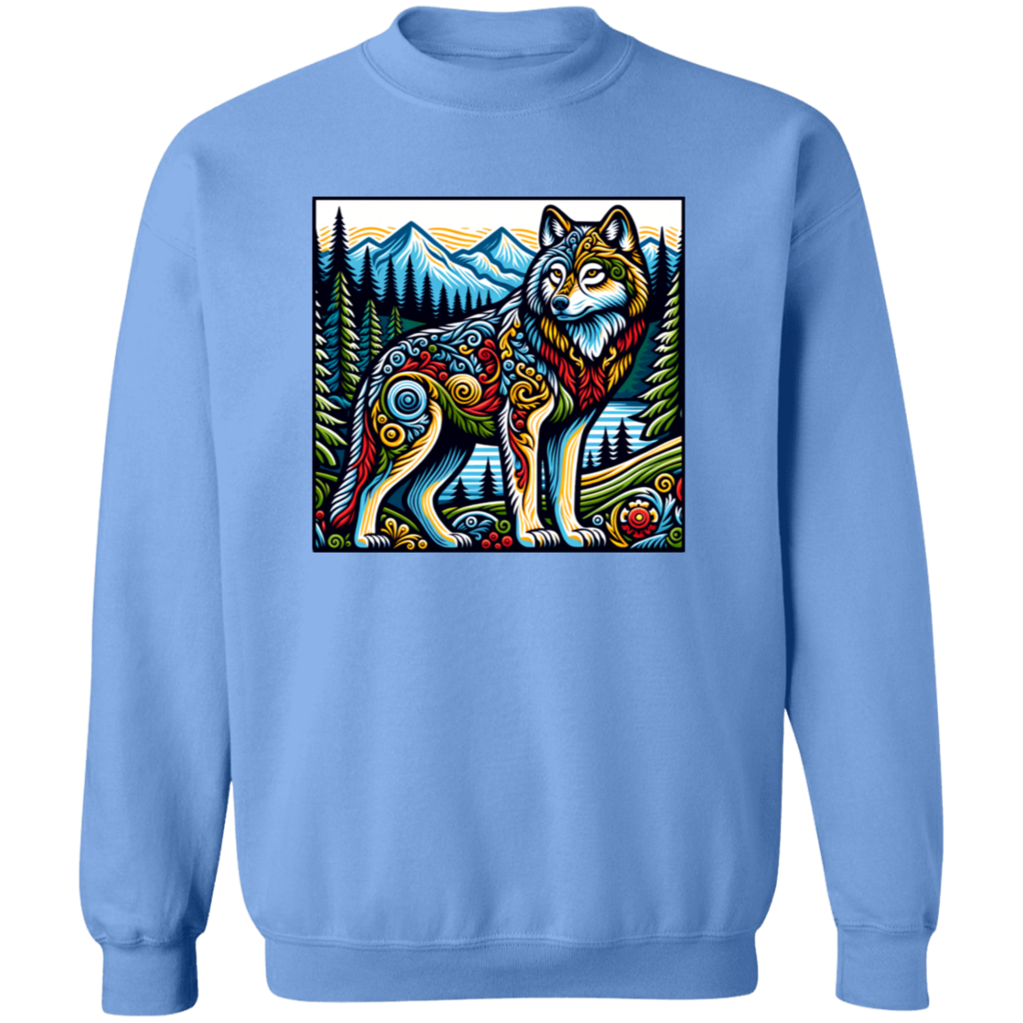 Folk Art Wolf - T-shirts, Hoodies and Sweatshirts