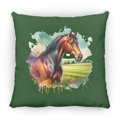 Bay Horse with Field - Throw Pillows