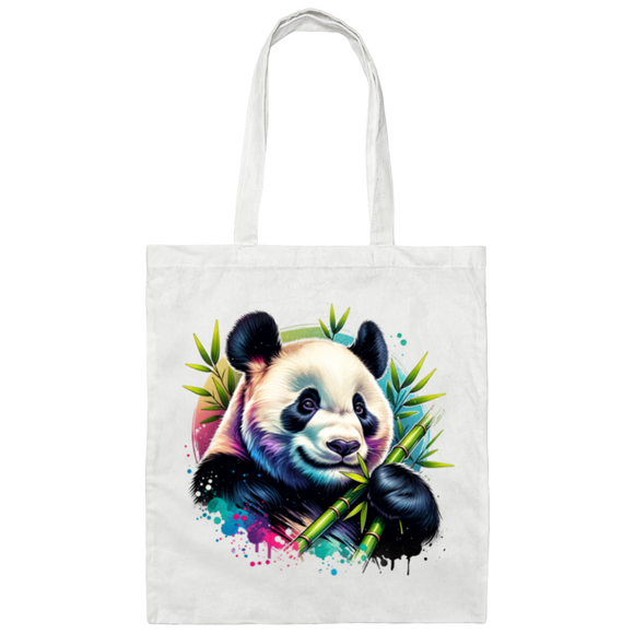 Bamboo Panda in Blue and Purple Canvas Tote Bag