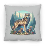 Wolf with 3 Pups Pillows