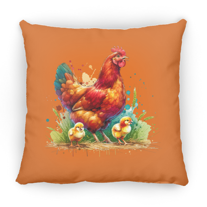 Rhode Island Red Hen with Chicks - Pillows