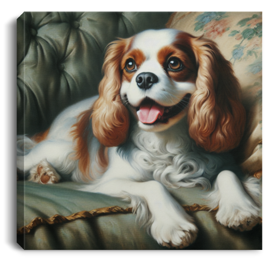 Cavalier King Charles Spaniel on Sofa - Canvas Art Prints