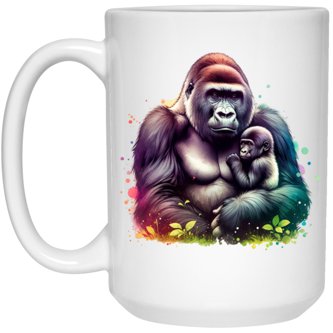 Female Silverback Gorilla with Child - Mugs