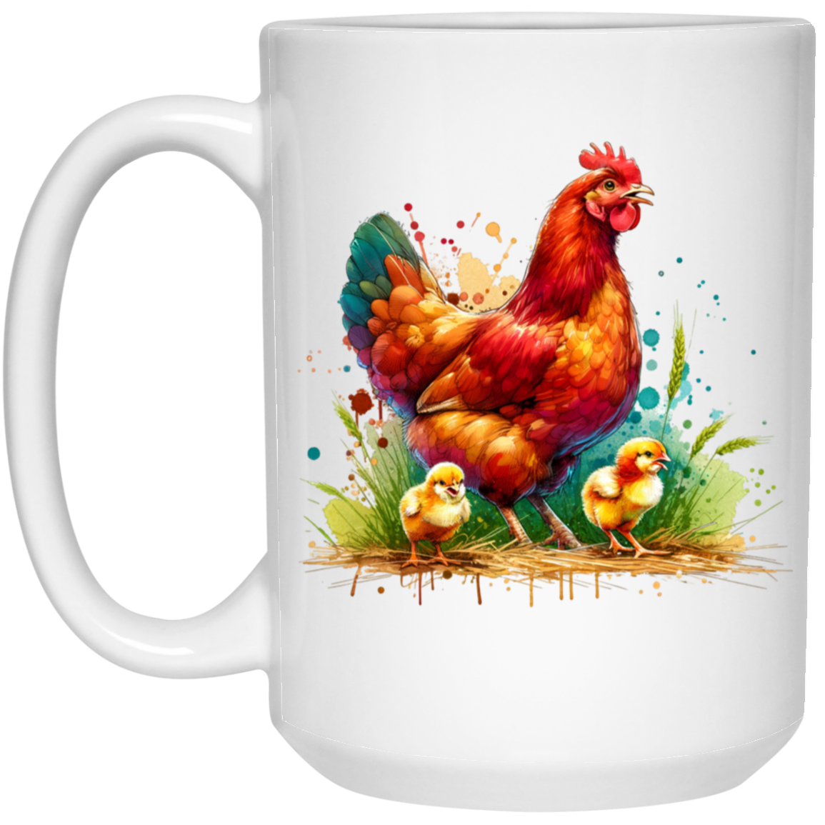 Rhode Island Red Hen with Chicks - Mugs