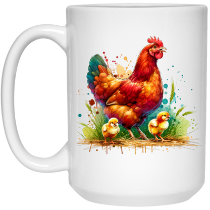 Rhode Island Red Hen with Chicks - Mugs