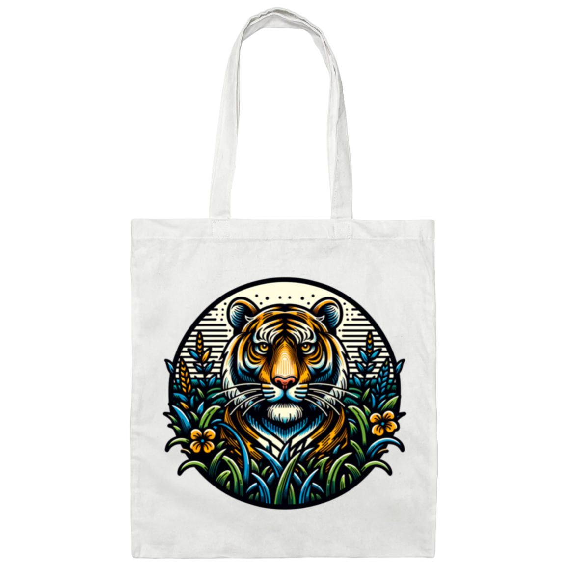 Tiger Graphic Circle Canvas Tote Bag