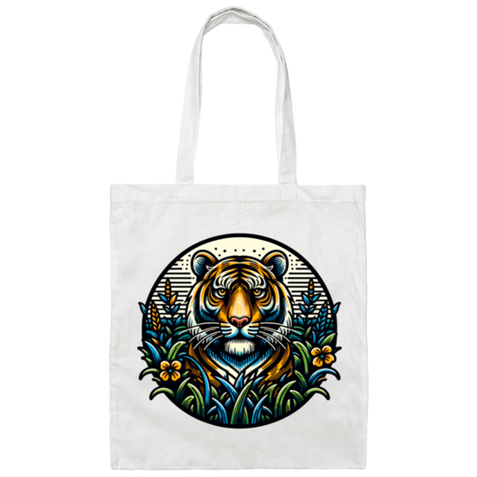 Tiger Graphic Circle Canvas Tote Bag