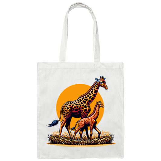 Giraffes with Sun Graphic - Canvas Tote Bag