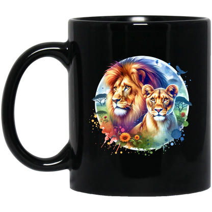 Lion and Lioness Watercolor - Mugs