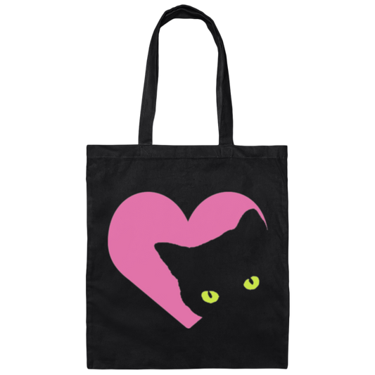 Black Cat Heart - Canvas Tote Bag