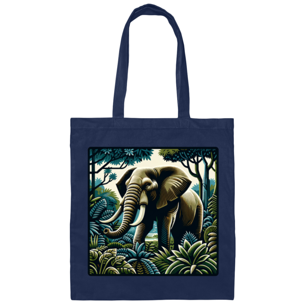 Block Print Elephant - Canvas Tote Bag